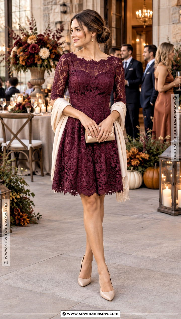 Berry Lace Short Fall Ball Dress - 15 Fall Ball Dresses Short