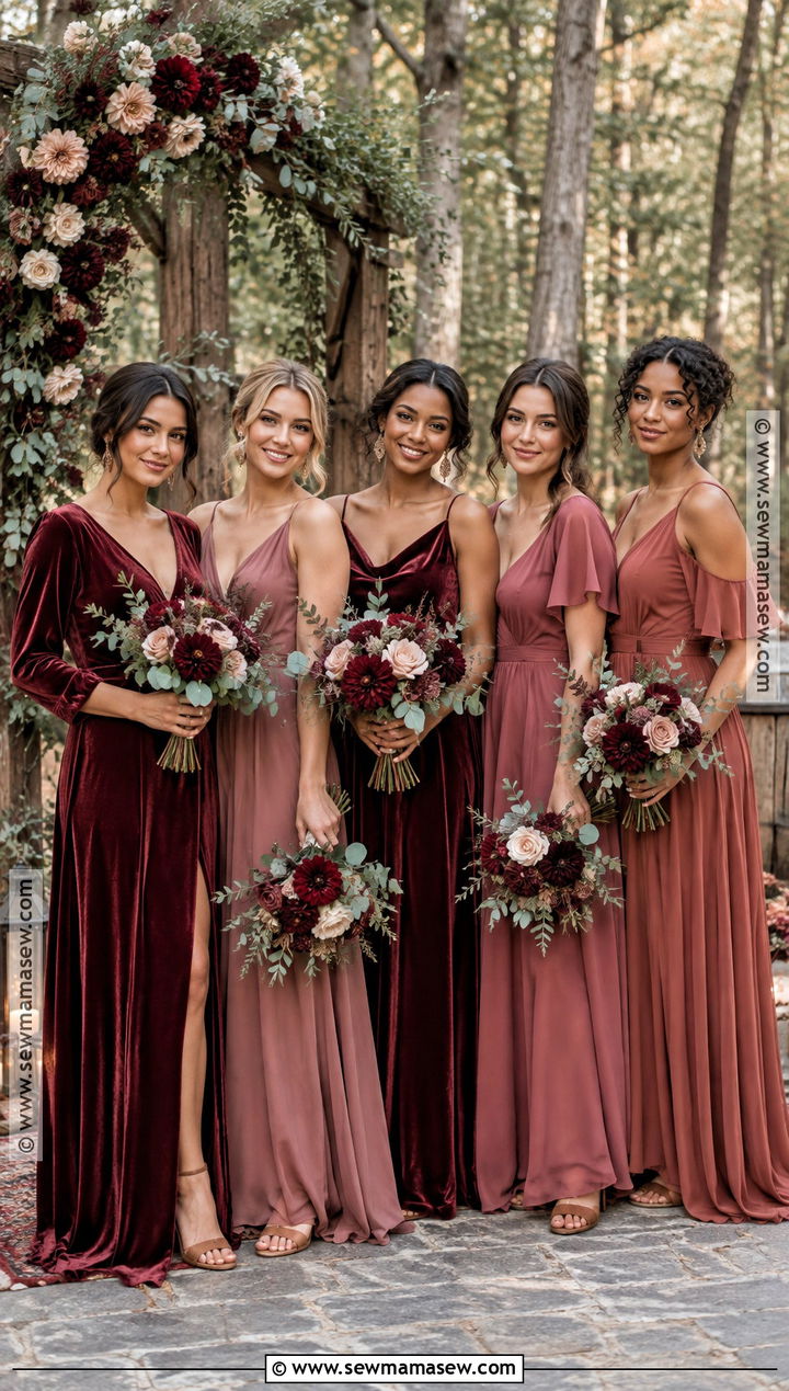 Berry Rosewood And Copper Bridesmaid Dresses - 15 fall boho wedding color palettes bridesmaid dresses