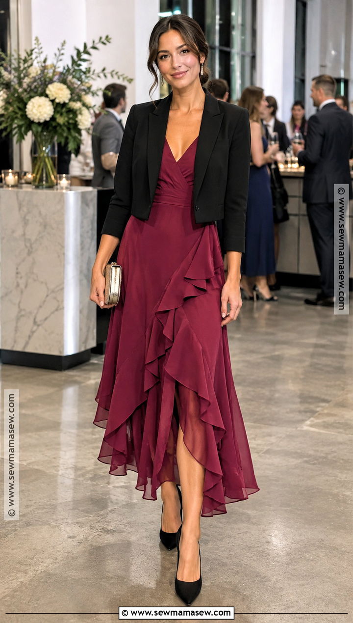 Berry Ruffle September Wedding Guest Dress - 25 september wedding guest dress ideas