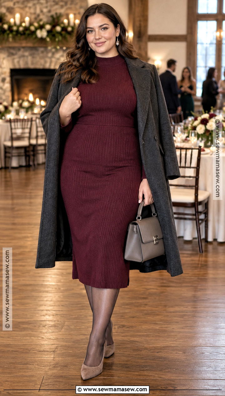Berry Sweater Fall Wedding Guest Dress - 15 Casual Wedding Guest Dress Fall Ideas