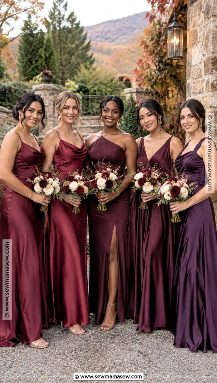 Berry Tone Mismatched Bridesmaid Dresses - 15 Autumn Bridesmaid Dresses Mismatched