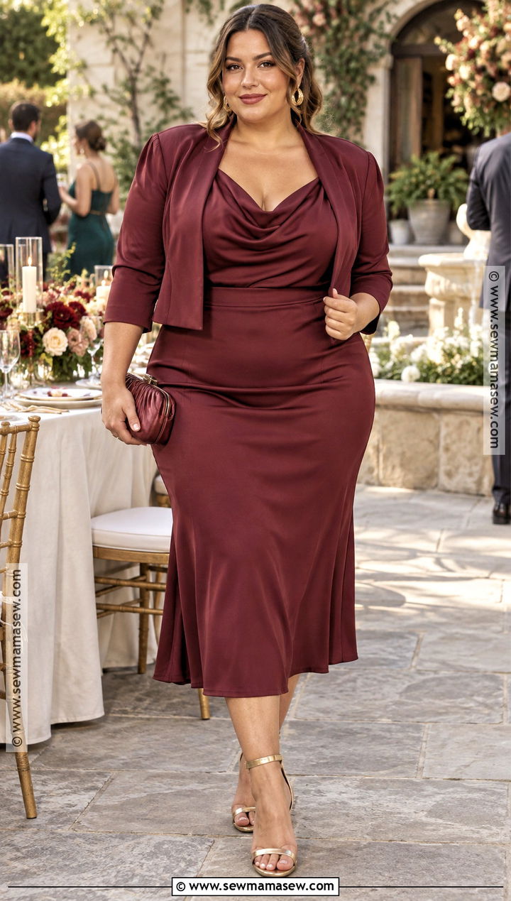 Berry Two Piece Set Fall Wedding Guest Outfit - 15 Fall Wedding Guest Outfit September Ideas