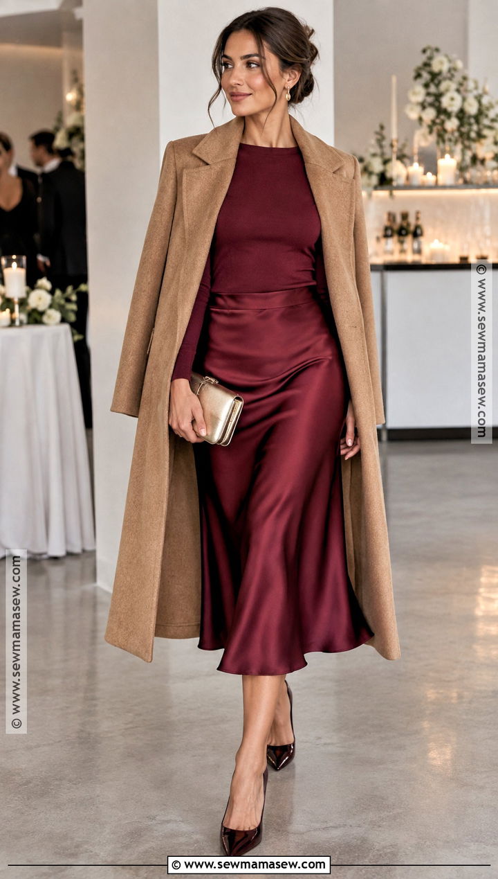 Berry Two Piece Skirt Set For October Wedding - 15 october wedding party attire ideas