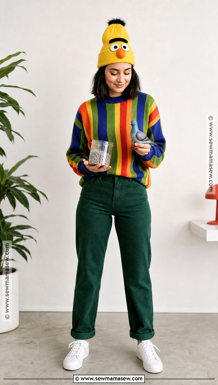 Bert Costume With Striped Sweater - 30 Sesame Street Halloween Costumes