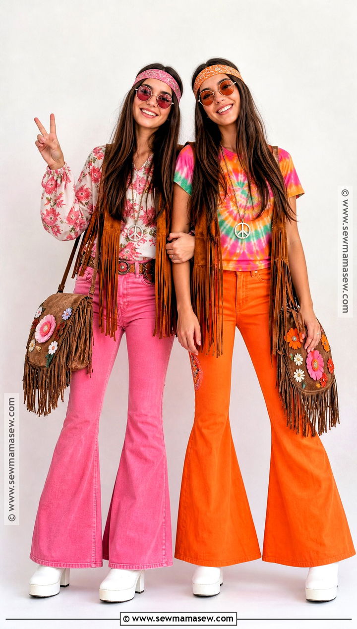 Best Friend Hippie Costume With Matching Flares - 45 hippie costume ideas