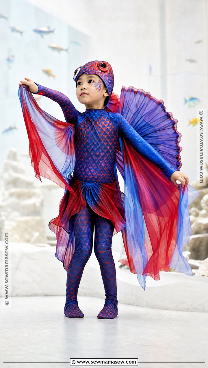 Betta Fish Costume With Flowing Fins - 30 fish costume ideas for kids