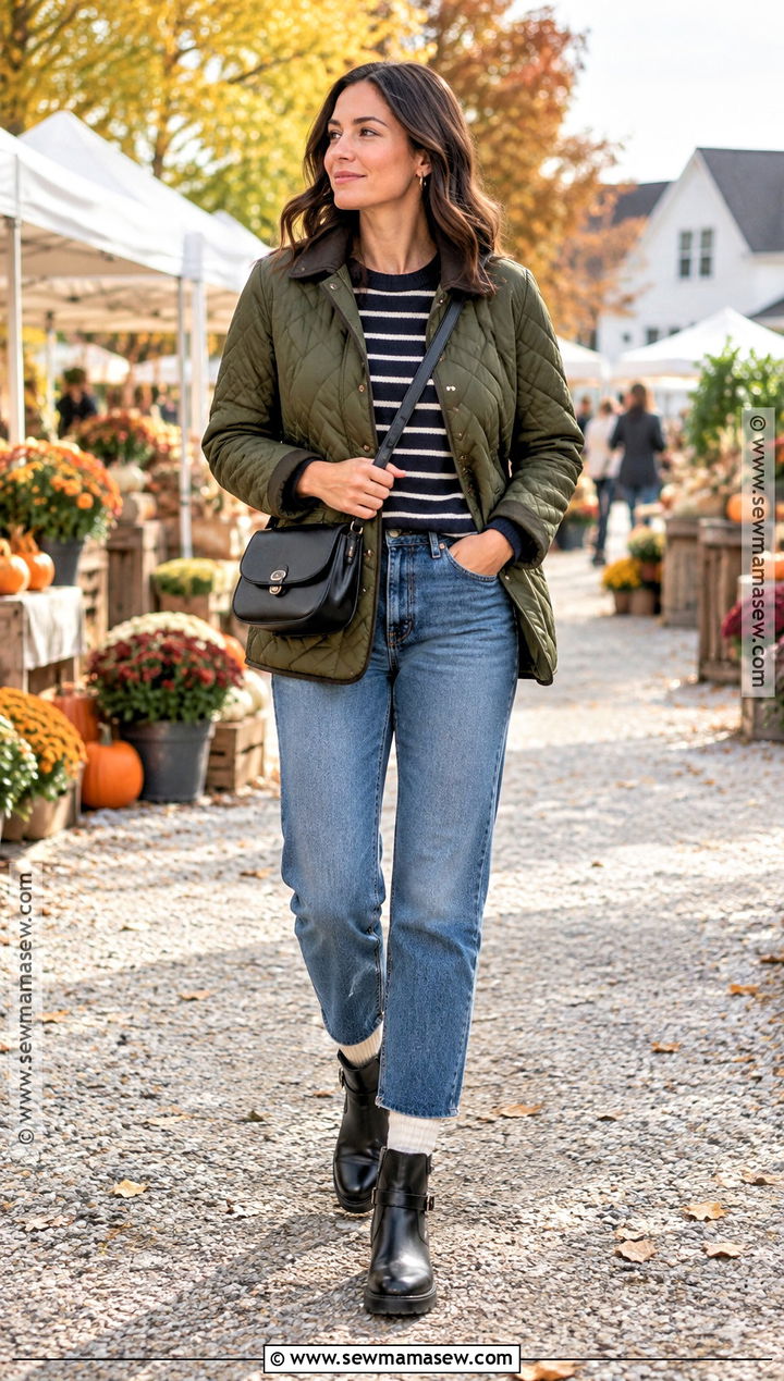 Biker Boots With Cropped Jeans And Quilted Jacket - 25 biker boots outfit fall