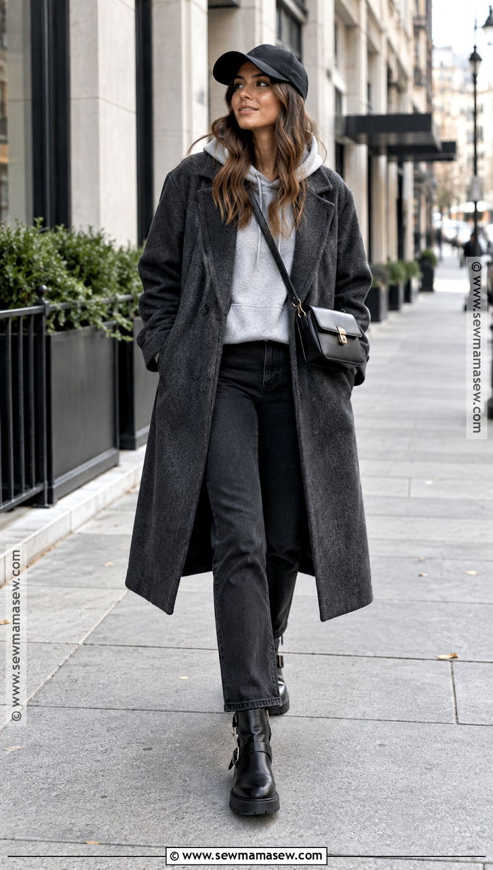 Biker Boots With Hoodie And Oversized Coat - 25 biker boots outfit fall