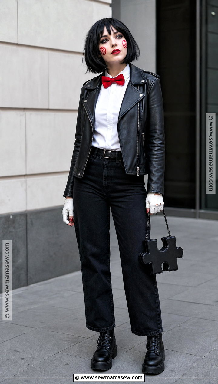 Biker Jacket Jigsaw Costume - 40 jigsaw costume ideas for women