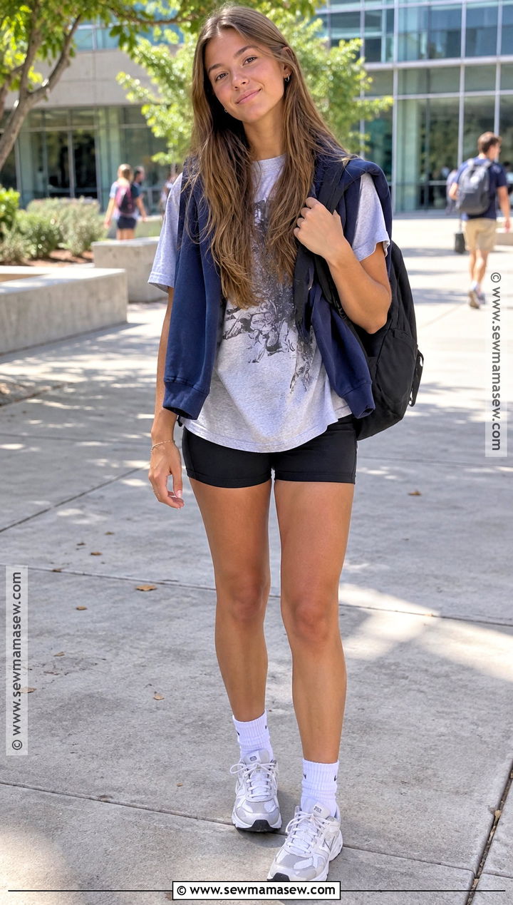 Biker Shorts And Oversized Tee School Outfit - 15 high school back to school outfits 2026