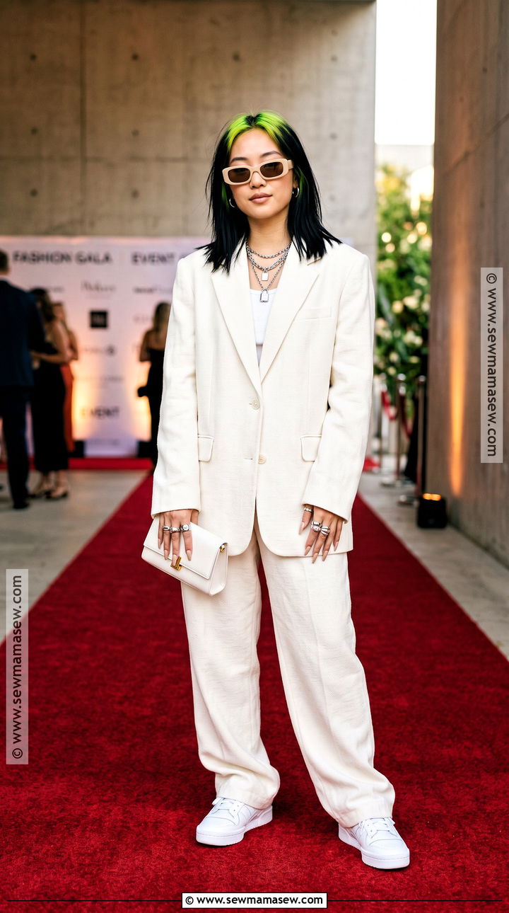 Billie Eilish 2020 Oscars White Tweed Costume - 30 billie eilish halloween costume ideas