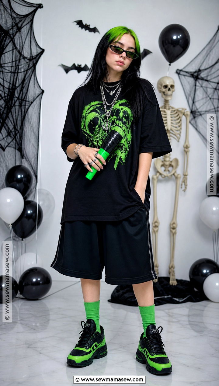 Billie Eilish Green Roots Streetwear Costume - 30 billie eilish halloween costume ideas