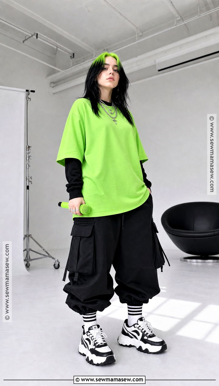 Billie Eilish Neon Streetwear Costume - 35 singer costume ideas
