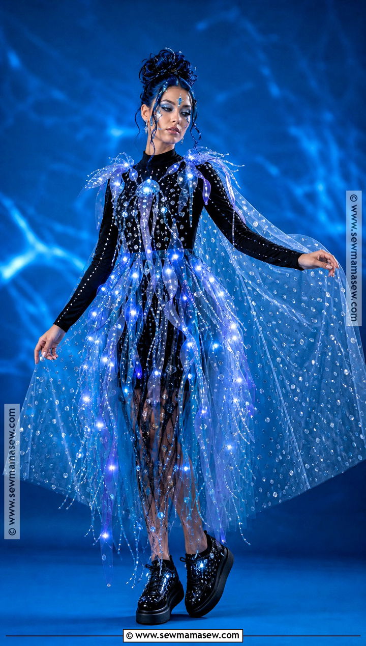 Bioluminescent Plankton Costume With Blue Lights - 30 under the sea costumes for women