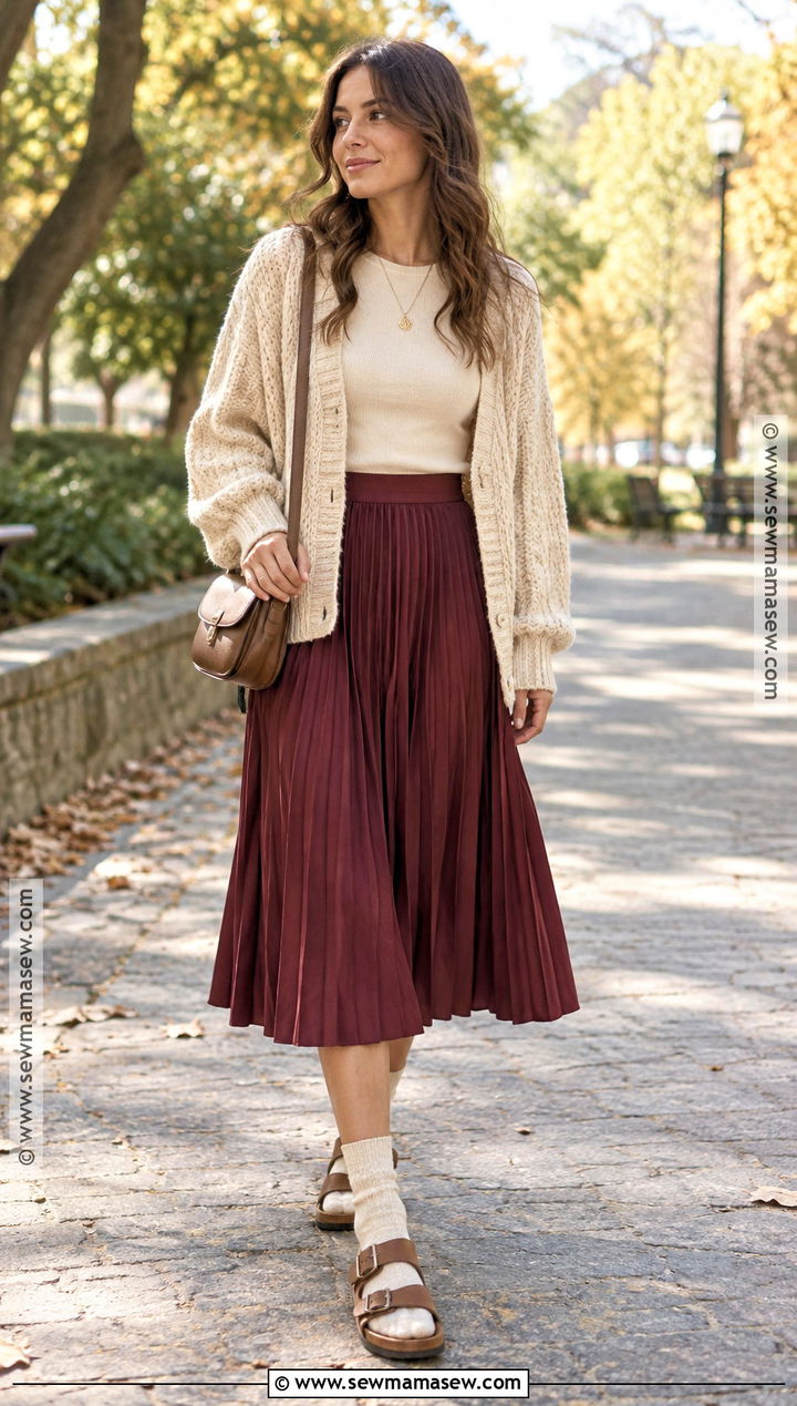 Birkenstock Arizona Sandals With Socks And Midi Skirt - 20 birkenstock fall outfit ideas