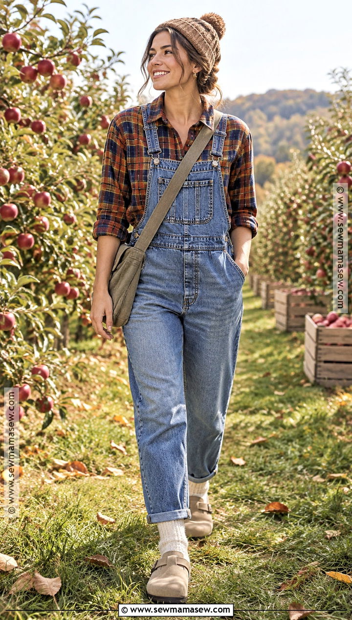 Birkenstock Boston Clogs With Overalls And Flannel Shirt - 15 fall outfits 2026 birkenstock