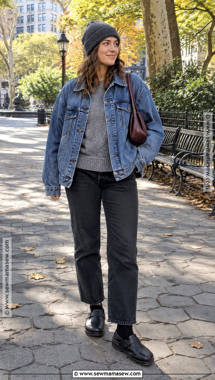 Birkenstock Boston With Black Jeans And Denim Jacket - 20 birkenstock boston outfit fall ideas
