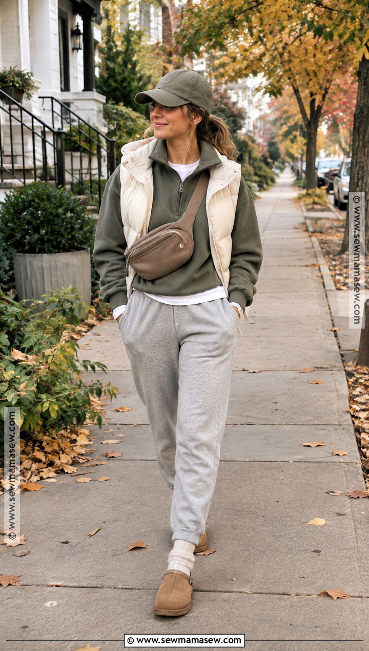 Birkenstock Boston With Joggers And Puffer Vest - 20 birkenstock boston outfit fall ideas