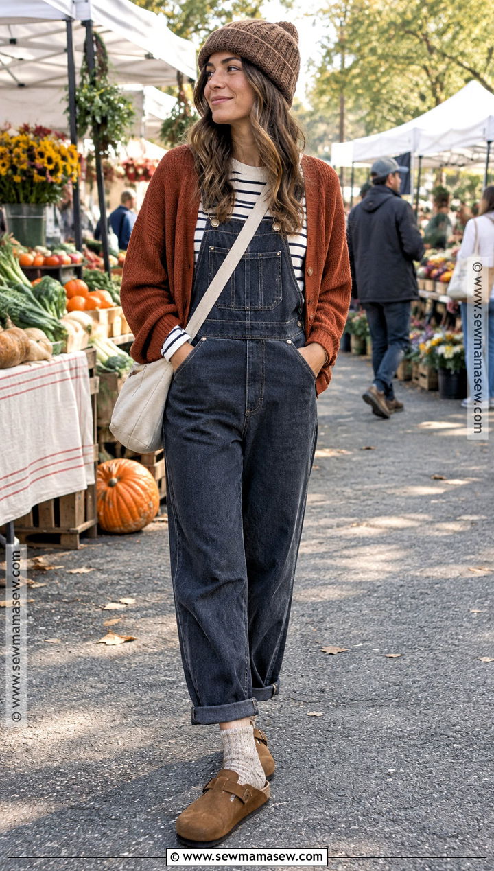Birkenstock Boston With Overalls And Striped Shirt - 20 birkenstock boston outfit fall ideas