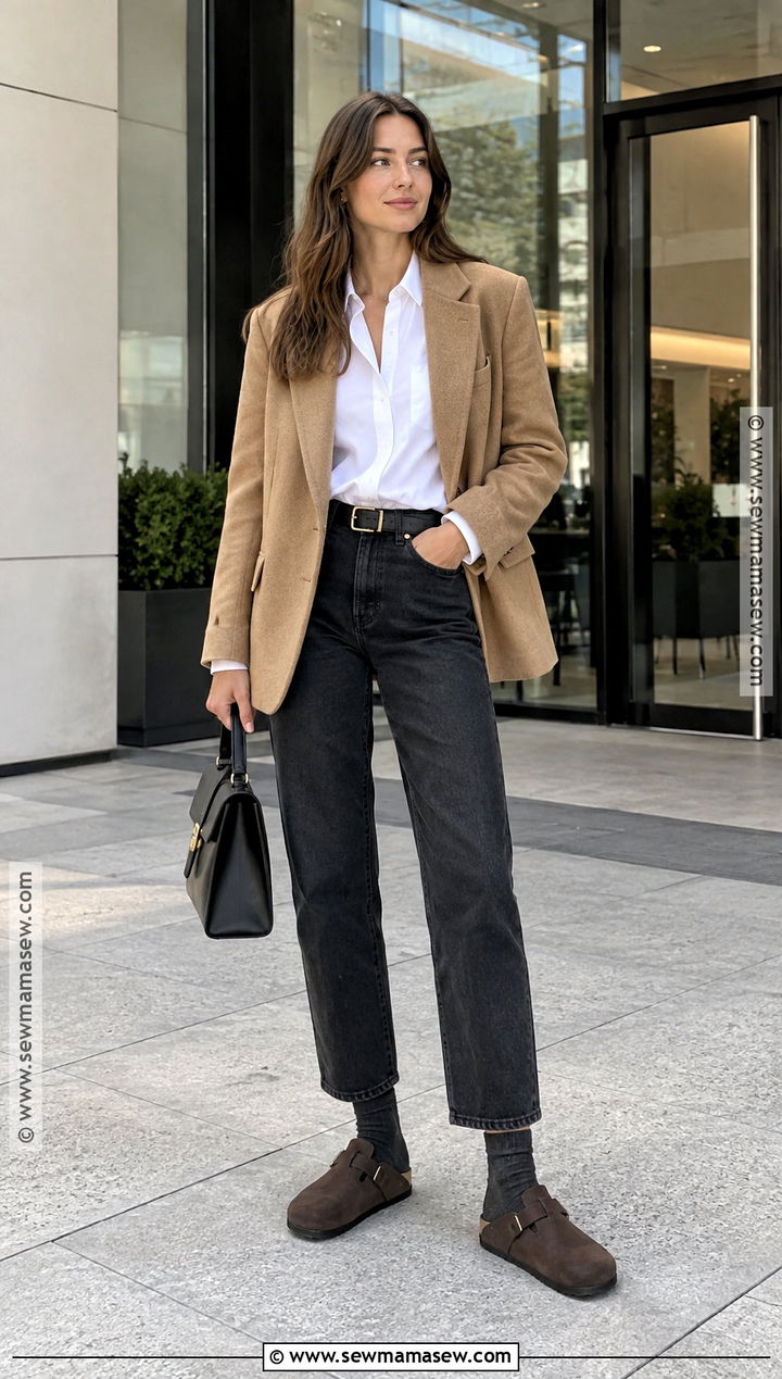 Birkenstock London Shoes With Ankle Jeans And Blazer - 15 fall outfits 2026 birkenstock