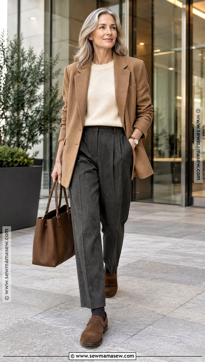 Birkenstock Naples Shoes With Blazer And Pleated Trousers - 20 birkenstock fall outfit ideas