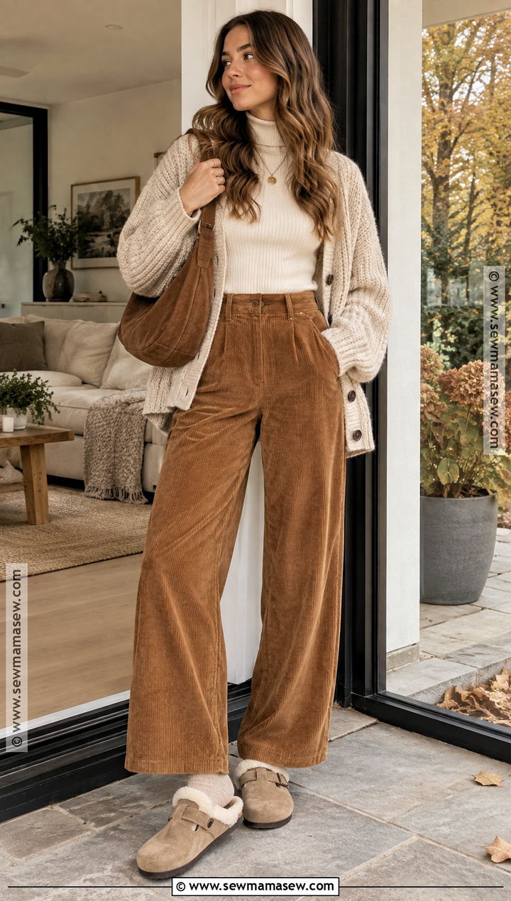 Birkenstock Shearling Clogs With Corduroy Pants - 20 birkenstock fall outfit ideas