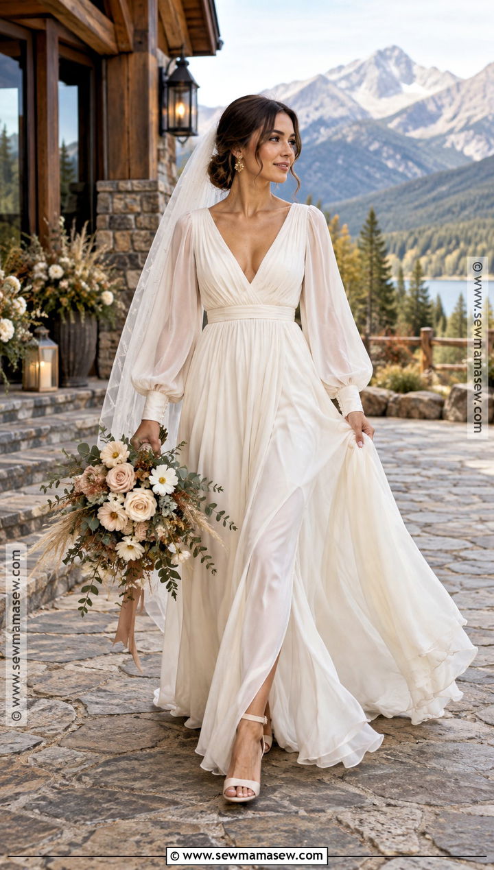 Bishop Sleeve Fall Wedding Dress - 20 long sleeve fall wedding dress ideas