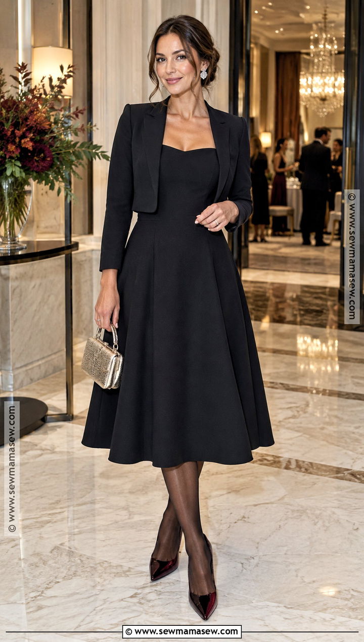 Black A Line Cocktail Dress - 15 Fall Wedding Black Dress Ideas