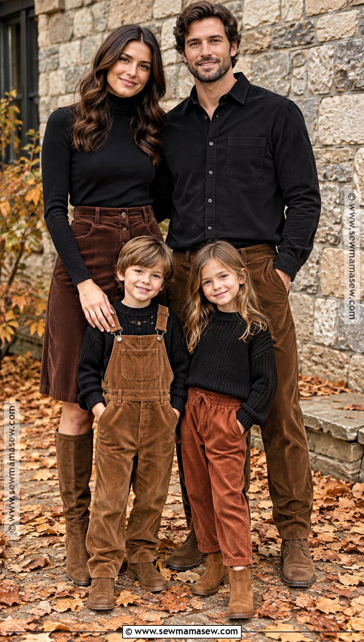 Black And Brown Corduroy Family Outfits - 20 fall family photos black outfits
