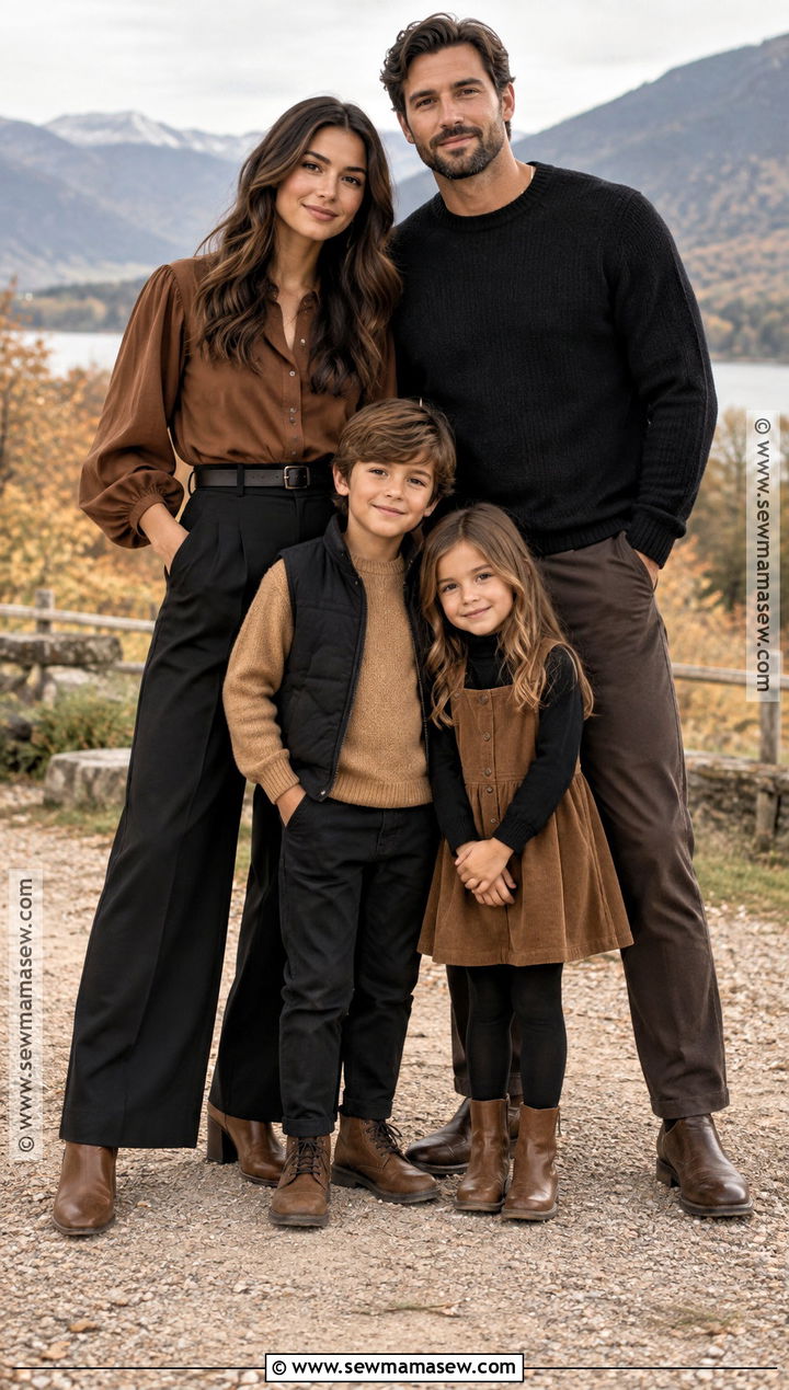 Black And Brown Monochrome Family Outfit - 15 fall family pictures outfits black and brown