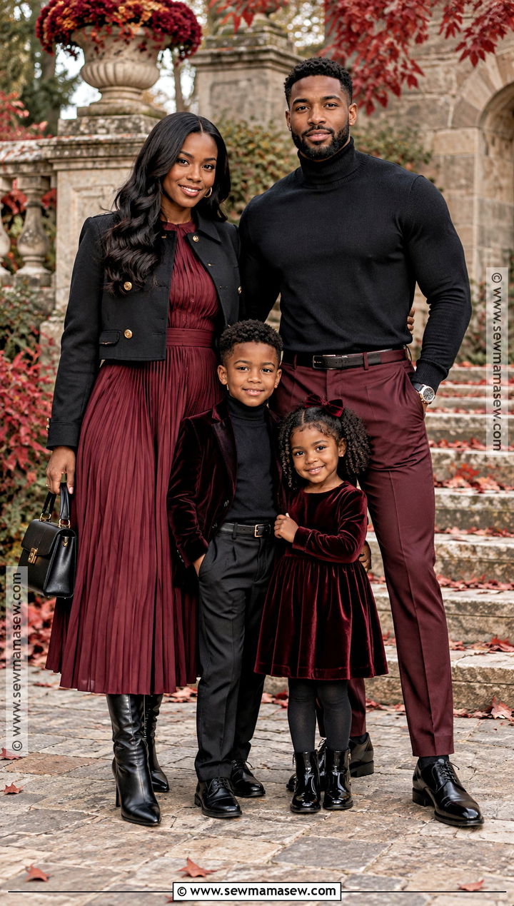 Black And Burgundy Family Photo Outfit - 15 black fall family pictures outfits