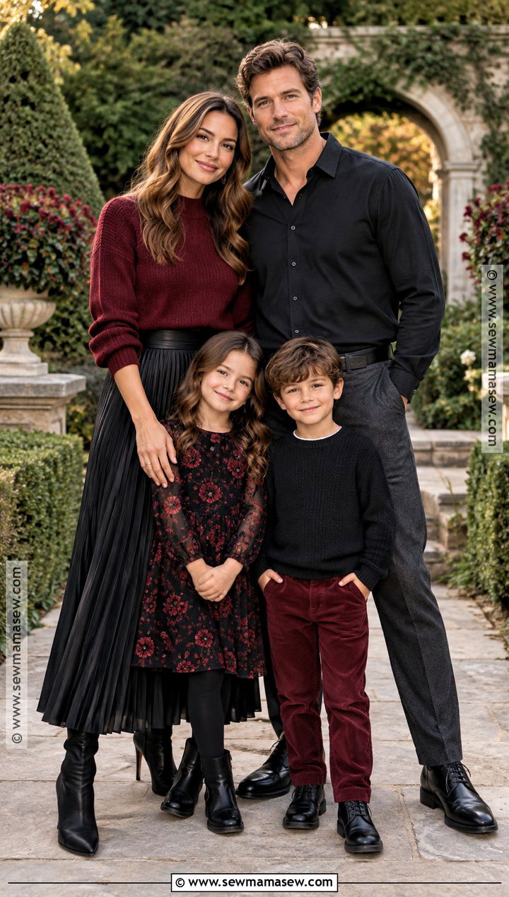 Black And Burgundy Family Picture Outfits - 15 black outfit fall family pictures ideas