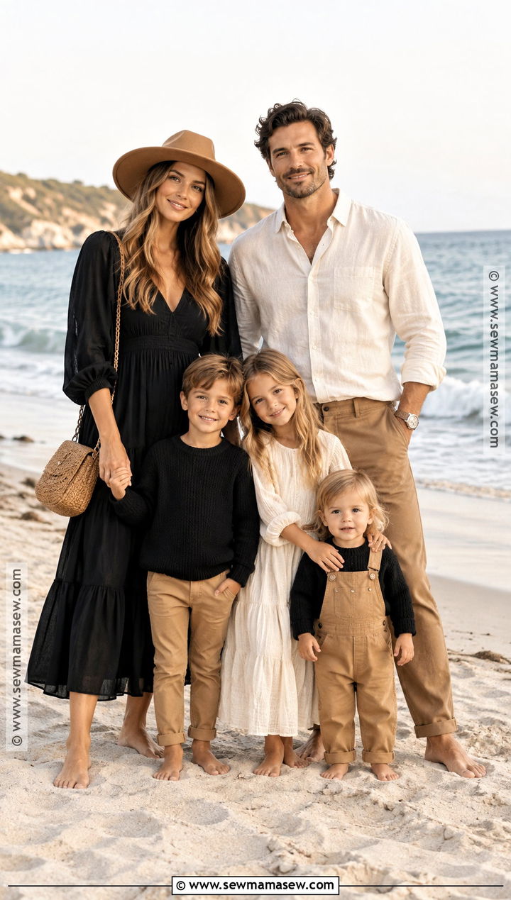 Black And Camel Fall Beach Family Outfit - 20 fall family beach pictures outfits