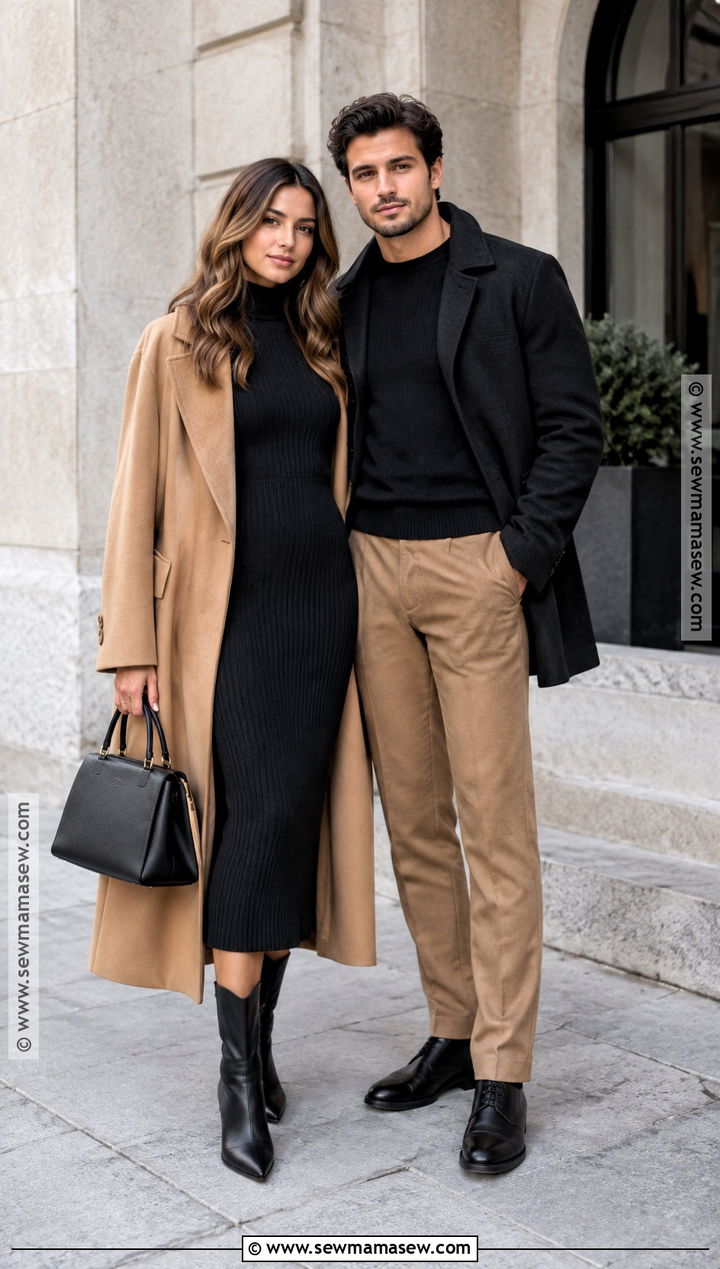 Black And Camel Fall Couple Outfit - 15 coordinating couple outfits for pictures fall