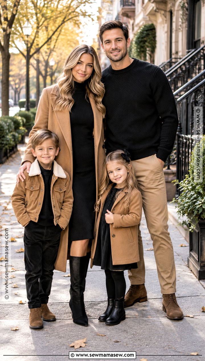 Black And Camel Fall Family Photo Outfit - 15 fall family photos wearing black ideas