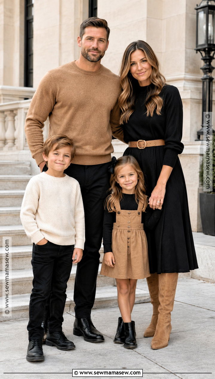 Black And Camel Fall Family Photo Outfit - 15 fall photo outfits for family