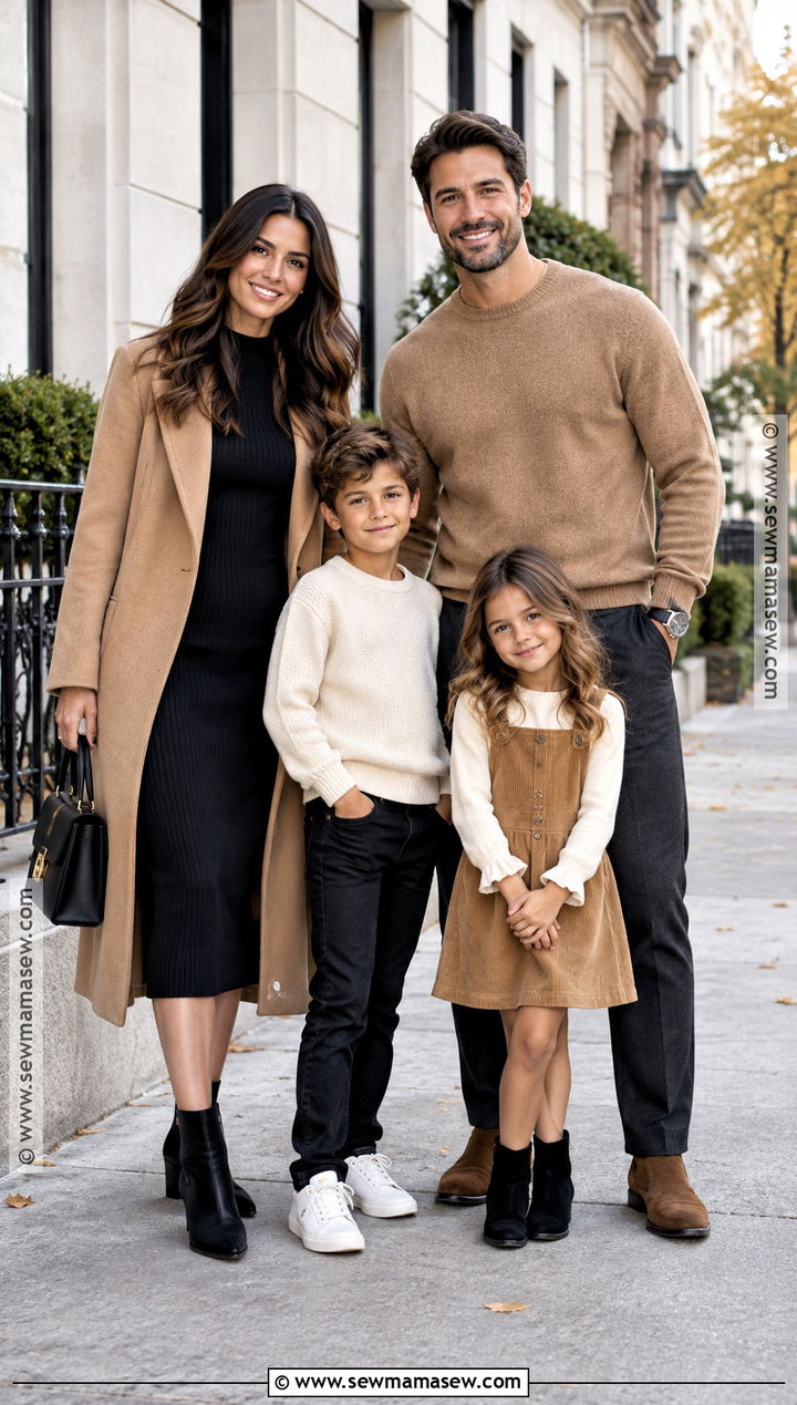 Black And Camel Fall Family Photo Outfit - 20 simple fall family photo outfits