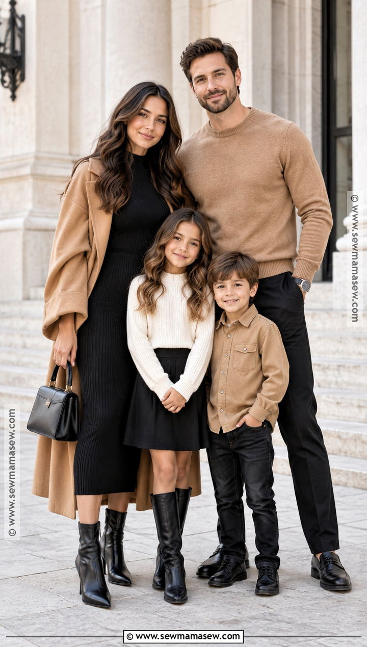 Black And Camel Fall Family Photo Outfits - 20 cute fall family photo outfits