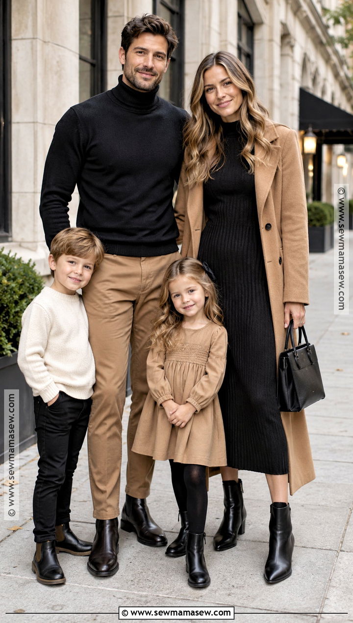 Black And Camel Fall Family Photo Outfits - 15 fall family photo outfit ideas
