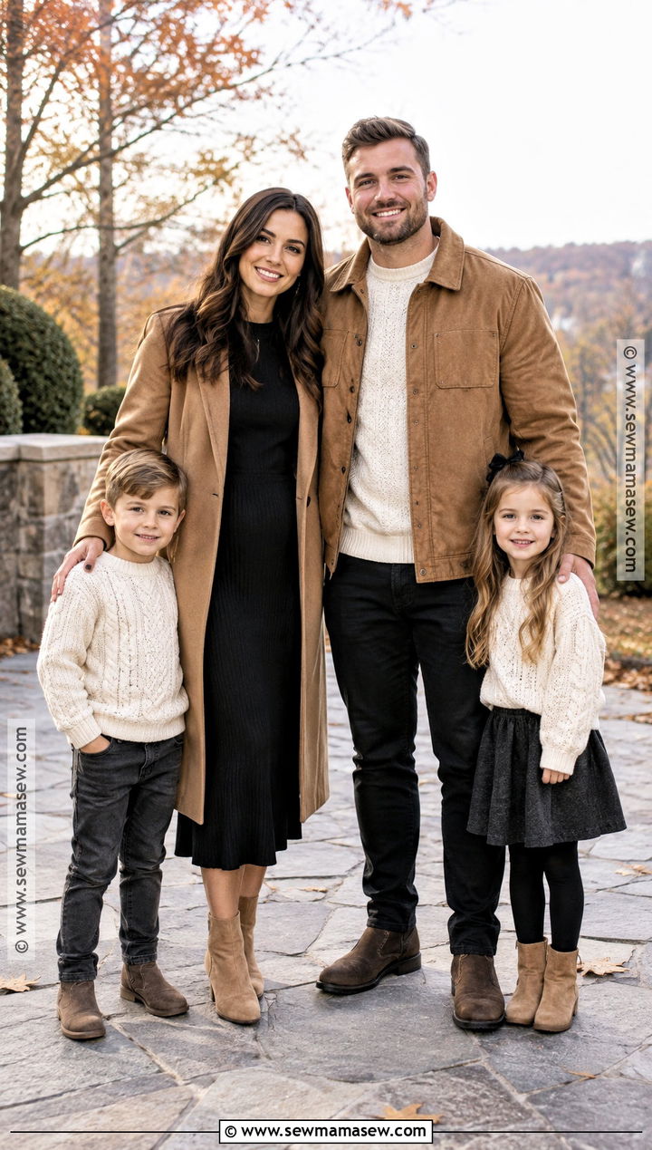 Black And Camel Fall Family Photoshoot Outfit - 15 outdoor fall family photoshoot outfits