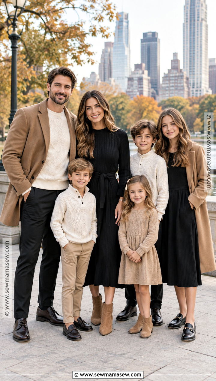 Black And Camel Fall Family Picture Outfits - 15 fall large family pictures outfits