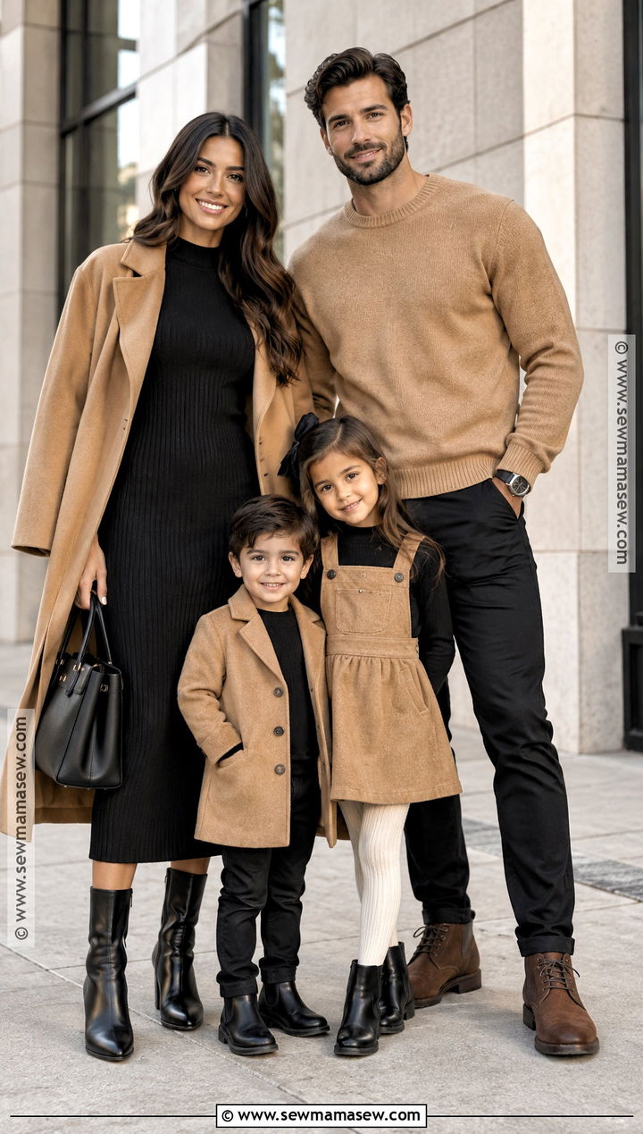 Black And Camel Family Fall Picture Outfits - 15 cute family fall picture outfits