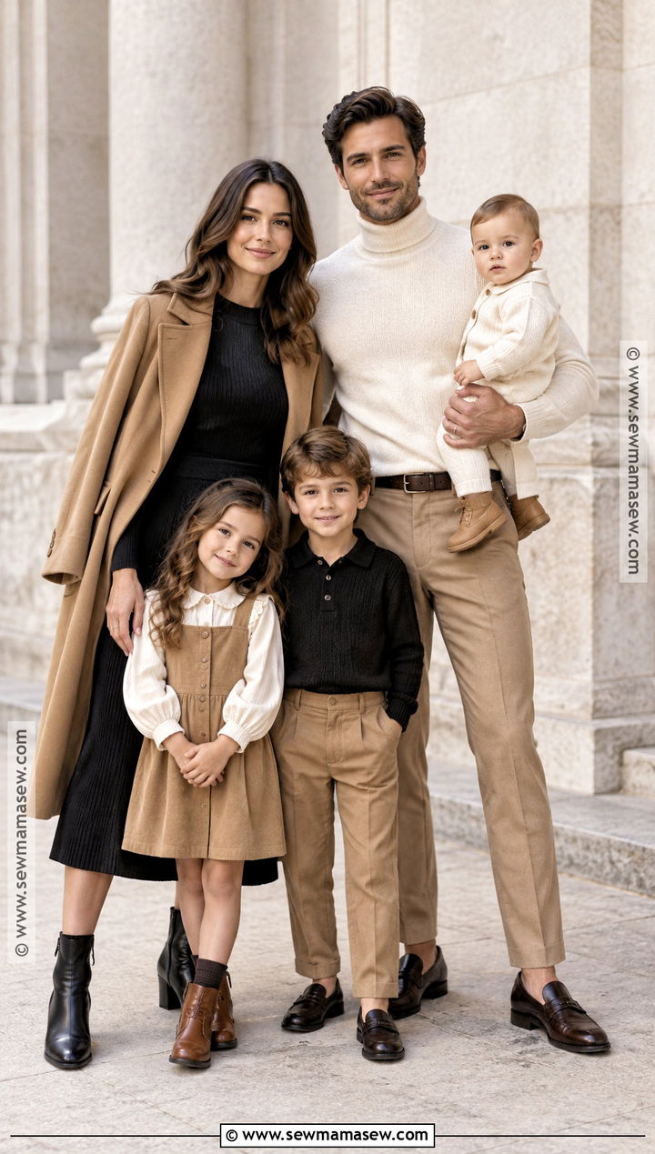 Black And Camel Family Photoshoot Outfit - 25 autumn family photoshoot outfits