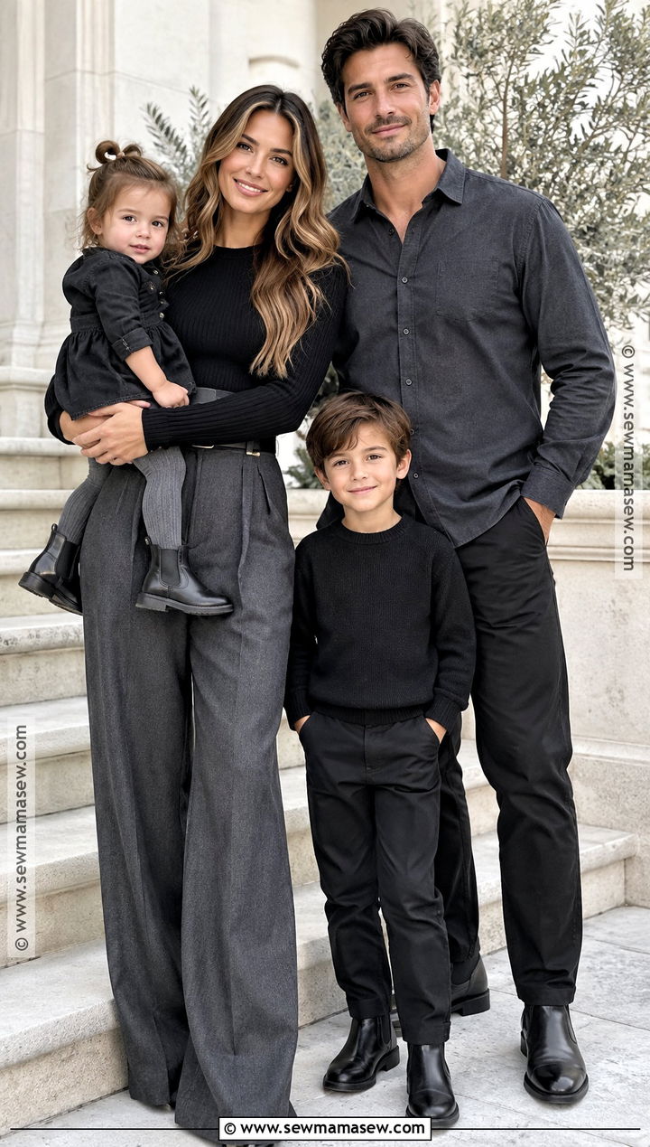 Black And Charcoal Fall Family Photo Outfit - 15 fall family photos wearing black ideas
