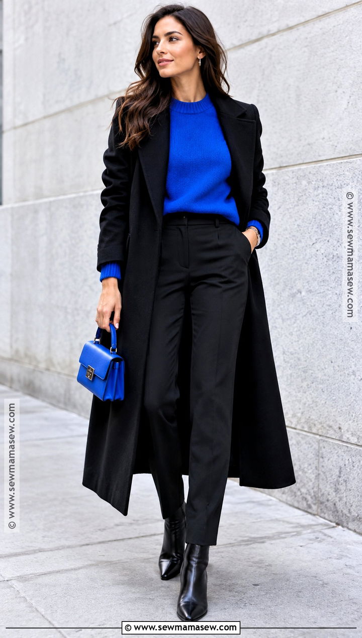 Black And Cobalt Blue Fall Outfit - 15 Fall Outfits Color Schemes