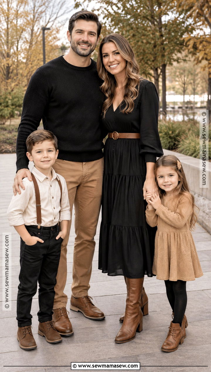Black And Cognac Fall Family Picture Outfits - 15 fall family pictures outfits 4 people