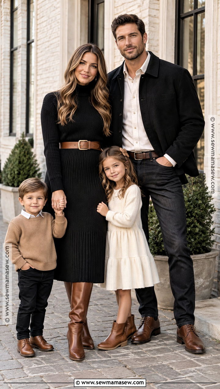 Black And Cognac Family Fall Photo Outfit - 15 family fall pics outfits