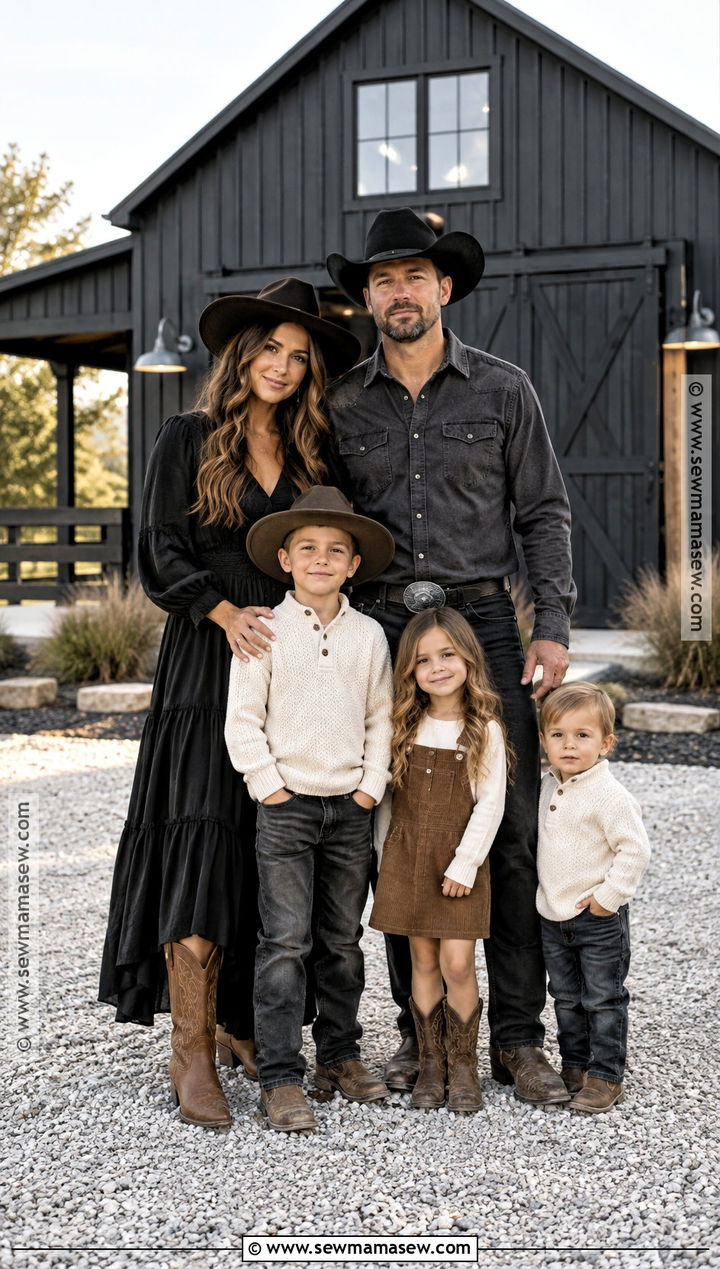 Black And Cognac Western Family Outfit - 20 fall family pictures outfits western