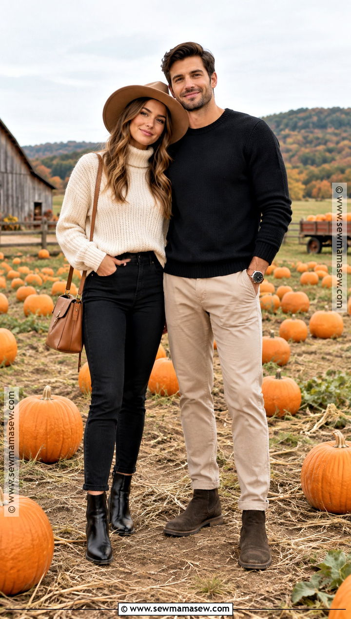 Black And Cream Pumpkin Patch Couple Outfit - 20 matching pumpkin patch outfits for couples