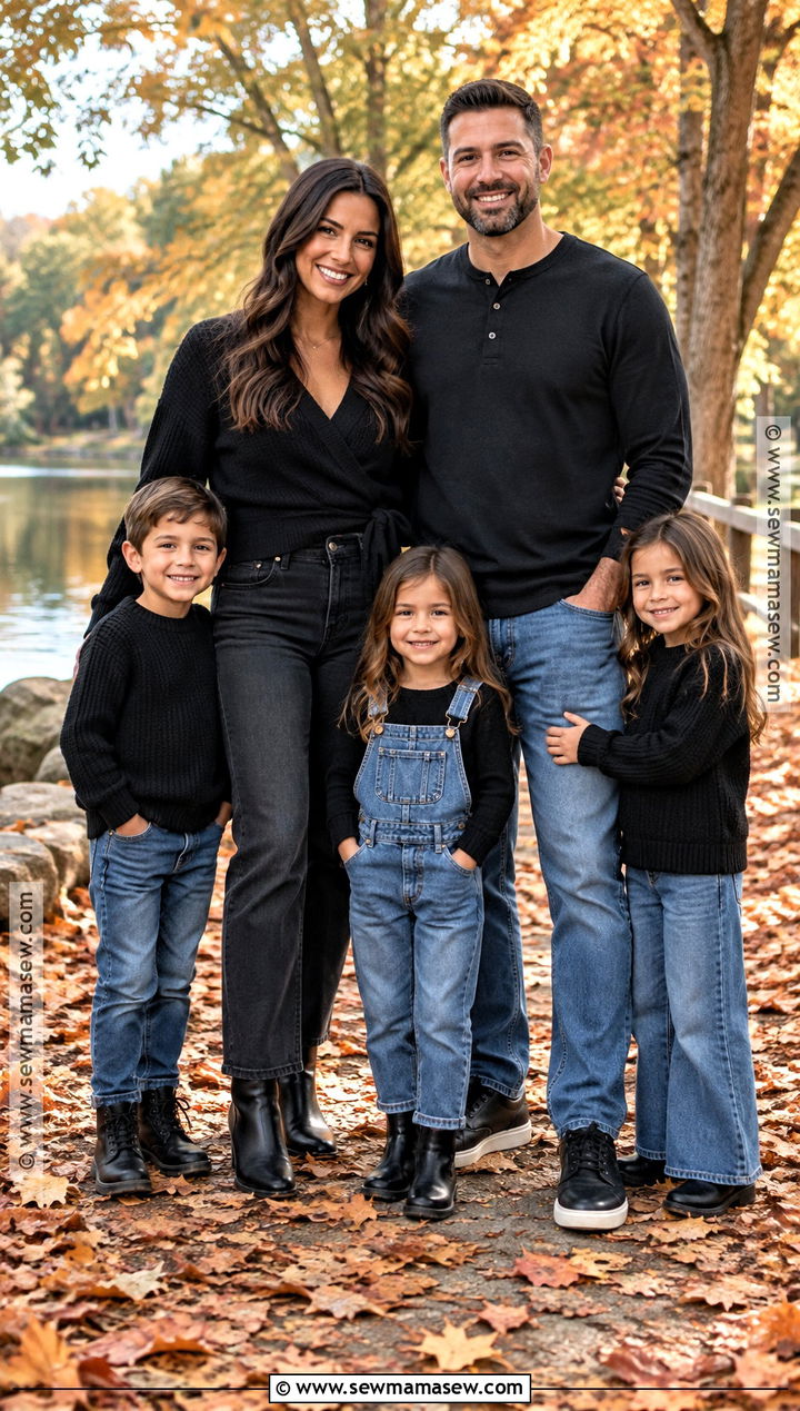 Black And Denim Fall Family Picture Outfit - 15 fall family pictures black outfits